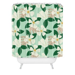 Hello Sayang Urban Jungle Hibiscus Shower Curtain Green - Deny Designs - 1 of 3
