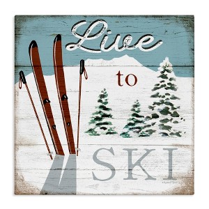 Stupell Industries Live To Ski Rustic Snow Sports, 30" x 30" - 1 of 4