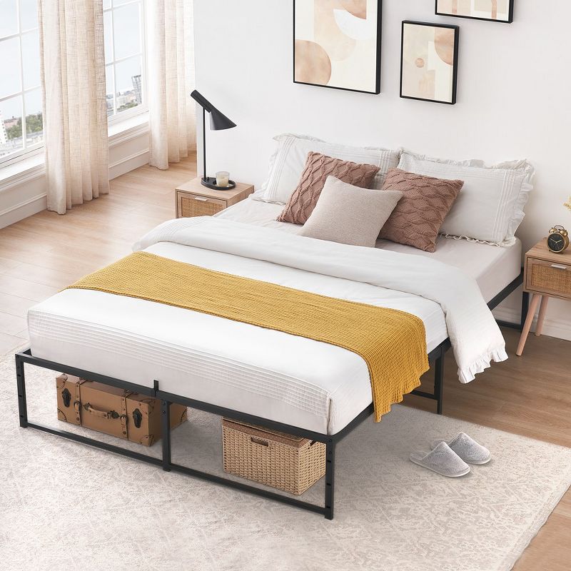 Twin Size Bed Frame Platform, 14 inch Metal Twin Bedframe with 3 in 1 Sturdy Steel Support, No Box Spring Needed Black Mattress Frame, 4 of 8