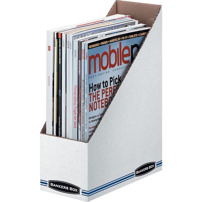 Bankers Box Corrugated Cardboard Magazine File 4 x 9 1/4 x 11 3/4 White 12/Carton 10723, 2 of 3