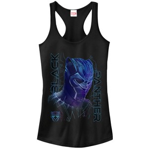 Juniors Womens Marvel Black Panther 2018 3D Pattern Racerback Tank Top - 1 of 4