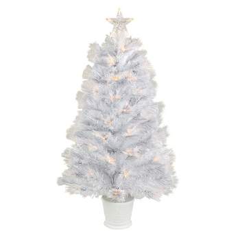 Northlight 3' Pre-Lit White Fiber Optic Artificial Christmas Tree, Warm White Lights