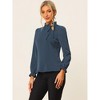 INSPIRE CHIC Women's Elegant Long Sleeve Ruffle Tie Neck Business Work Top - 2 of 4