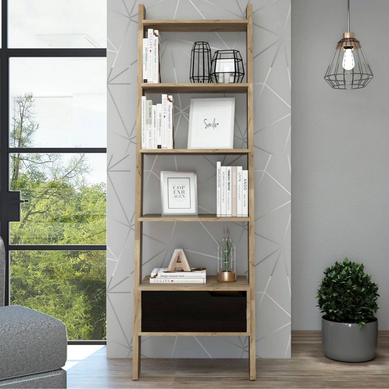70&#34; Aster 4 Tier Leaning Bookcase Light Wood - RST Brands, 3 of 7