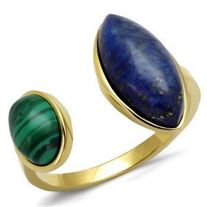 Slickblue Women's IP Gold Stainless Steel Ring with Montana Synthetic Lapis Stone, Size 5-10 - 1 of 4