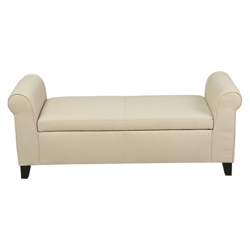 Ottoman storage outlet bench beige