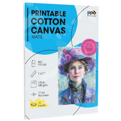 PPD Matte Printable Cotton Canvas 11x17" 10 sheets 340 gsm for Inkjet printers