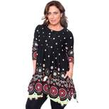 Women's Plus Size 3/4 Sleeve Printed Lucy Tunic Top - White Mark