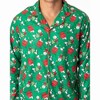 Peanuts Mens' Christmas Snoopy Charlie Brown Button Sleep Pajama Set Green - 2 of 3