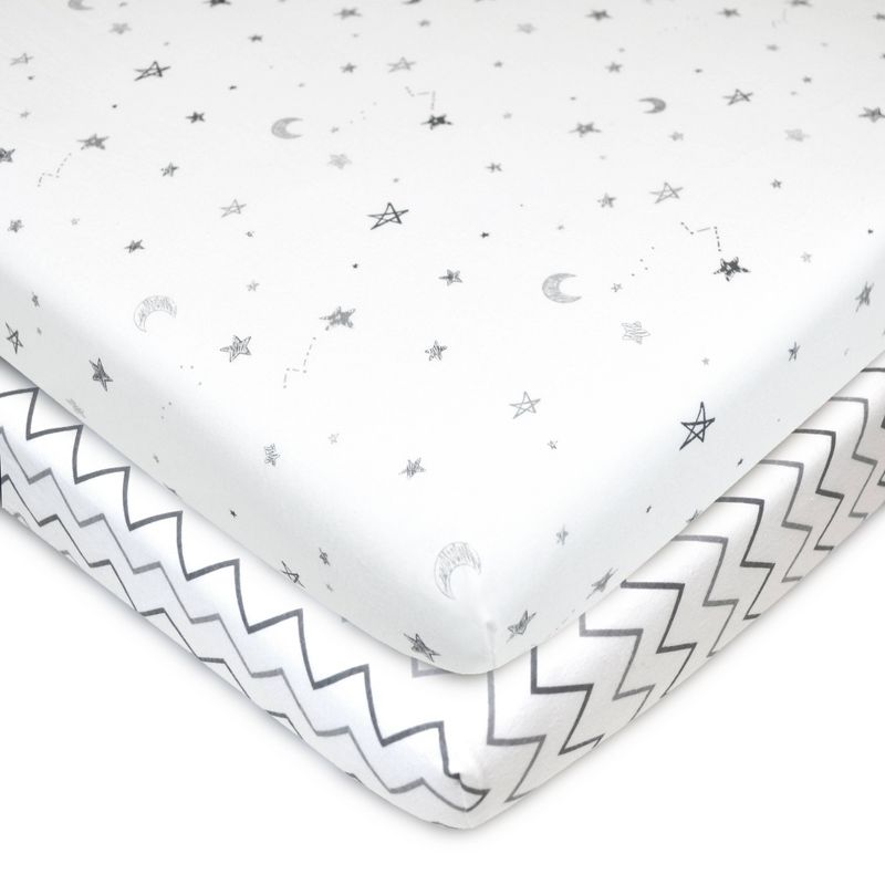 TL Care Printed 100% Cotton Knit Fitted Playard sheet  - 2pk, 1 of 5