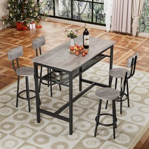 Hooseng 5 Piece Bar Table Set, Kitchen Dining Table Set for 4, Bar Table and Chairs Set with PU Upholstery Stool, Pub Table Set - 1 of 4