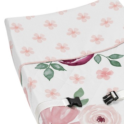 Burgundy and Pink Watercolor Floral Microfiber Changing Pad Cover