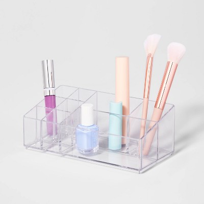 Bathroom Plastic 9 Slot Mixed Cosmetic Organizer Clear - Brightroom&#8482;_3