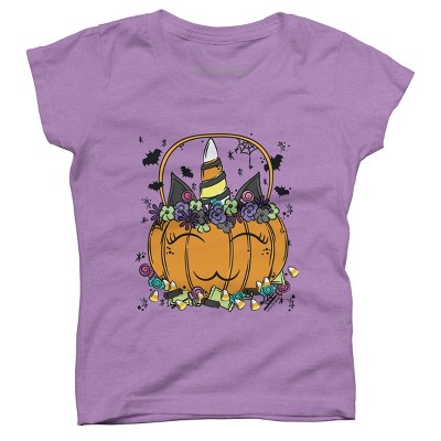 Girl's Design By Humans Halloween Unicorn By Desdymona T-Shirt