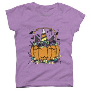 Girl's Design By Humans Halloween Unicorn By Desdymona T-Shirt - 1 of 2