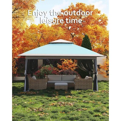 13x13 Pop Up Canopy Tent with Mosquito Netting, Instant Portable Shelter for Outdoor Backyard Parties Heavy Duty Foldable Gazebo with Carrying Bag