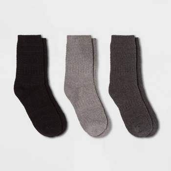 Women's Fern 3pk Crew Socks - A New Day™ Black 4-10