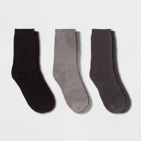 Women's Textured 3pk Crew Socks - Universal Thread™ Charcoal 4-10 : Target