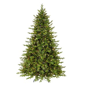 National Tree Company 7.5' Pre-lit Feel Real Full Vienna Fir Artificial Christmas Tree with Dual Color LED Lights: Hinged Branches - 1 of 4