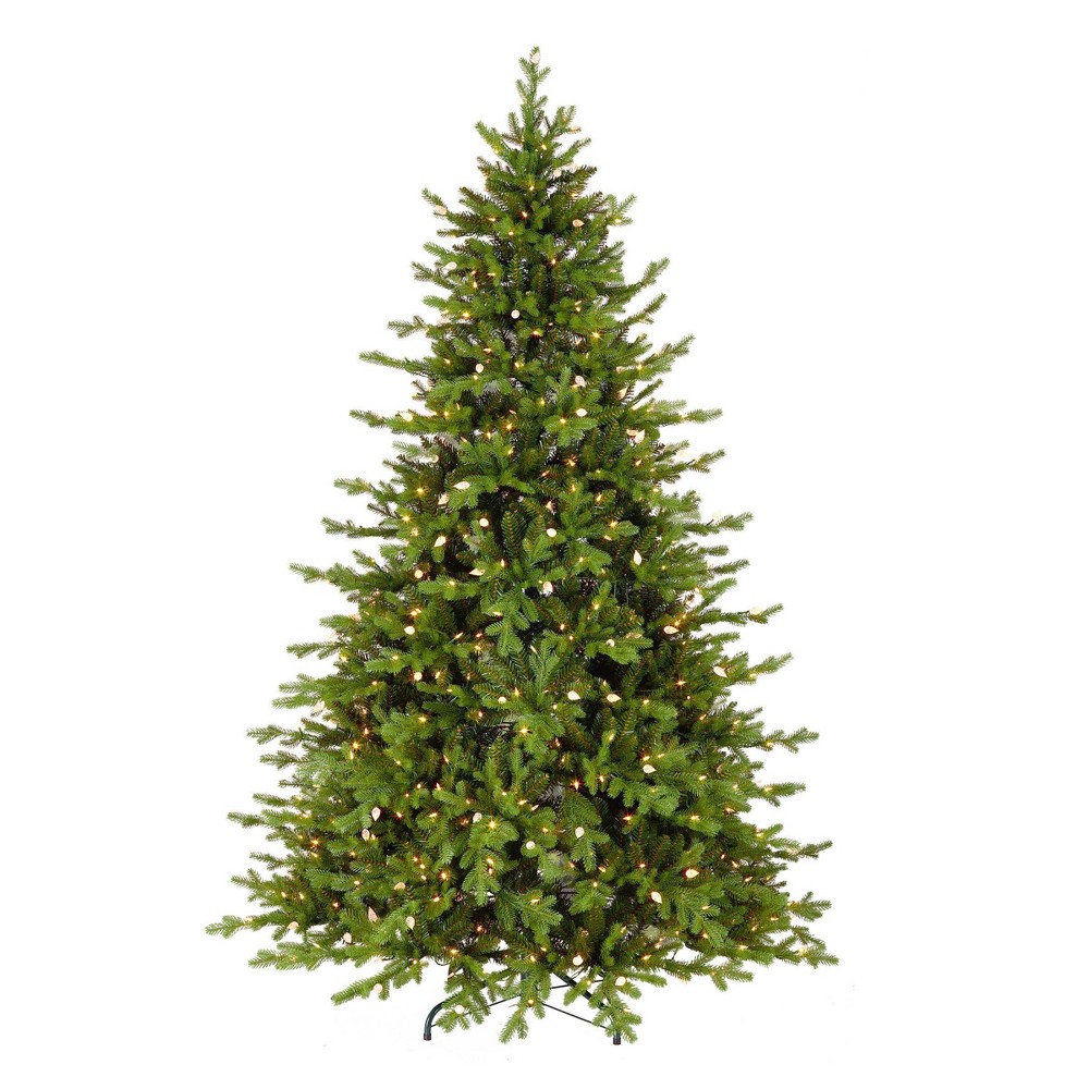 National Tree Company 7.5&#39; Pre-lit Feel Real Full Vienna Fir Artificial Christmas Tree with Dual Color LED Lights: Hinged Branches