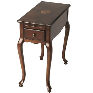 HomeRoots 25" Cherry Brown Solid And Manufactured Wood Rectangular End Table With Drawer - 1 of 4
