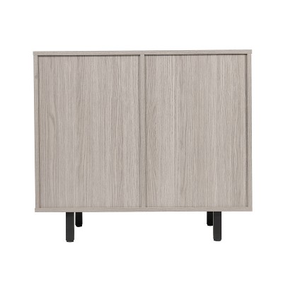 Gray Wood and Metal Bar Sideboard with Adjustable Shelf