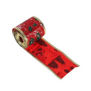 Unique Bargains Gift Wrap Ribbons Santa & Snowman Cloth 78.74"x1.97" 1 Pc - 1 of 4