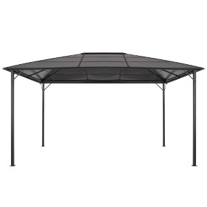 'vidaXL Elegant Black Gazebo with UV-Resistant PC Board Roof - Durable Aluminum/Steel Frame - Classic Design for Outdoor Use - 13.1'x9.8'x8.5' - 1 of 4