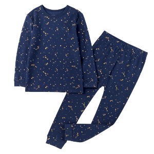 Owlivia Organic Cotton Baby Long Sleeve Pajama Sets, Toddler 2Pc Sleepwear - Starry Sky - 1 of 4
