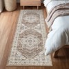 Washable Vintage Oriental Rug Non Slip Low Pile Rug Soft Throw Floor Cover Retro Medallion Foldable Indoor Carpet for Living Room Bedroom - 3 of 4