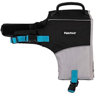 ZippyPaws Adventure Dog Lifejacket, Swimming Vest for Dogs & Puppies, Life Jacket for Swim Training Small Medium & Large Dogs - Teal, Medium