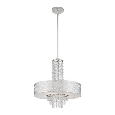Polished Chrome 5-Light Drum Chandelier with Crystal Accents