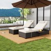 Garvee Outdoor PE Wicker Chaise Lounge Chairs Set of 2 Patio Brown Rattan Reclining Chair Adjustable Backrest Pool Sunbathing Recliners - 3 of 4