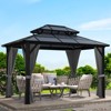 Double Roof  Outdoor Canopy with Netting and Shaded Curtains, Aluminum Frame Polycarbonate Hardtop Garden Tent for Patio, Backyard - 2 of 4