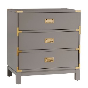Borden Campaign 3-Drawer Nightstand - Gray - Inspire Q