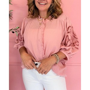 Women's Antique Rose Gauze Blouse - Easel - 1 of 2