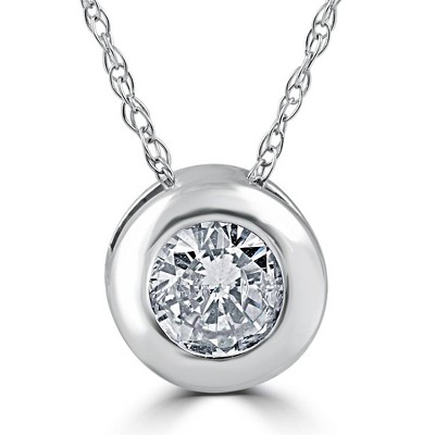 Pompeii3 14K White Gold 1/2ct Round Solitaire Diamond Solitaire Bezel Pendant