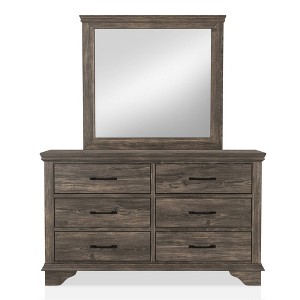 2pc Jacobia 6 Drawer Dresser and Mirror Set Gray - HOMES: Inside + Out: Transitional Style, Wood Veneer, Metal Glides - 1 of 4