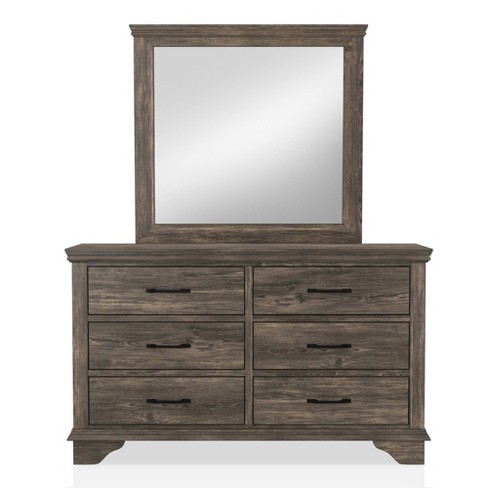 2pc Jacobia 6 Drawer Dresser And Mirror Set Gray Homes Inside Out Transitional Style Wood Veneer Metal Glides Target