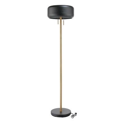 Elegant Dual-Bulb Metallic Dark Gray Floor Lamp with Energy-Saving Design