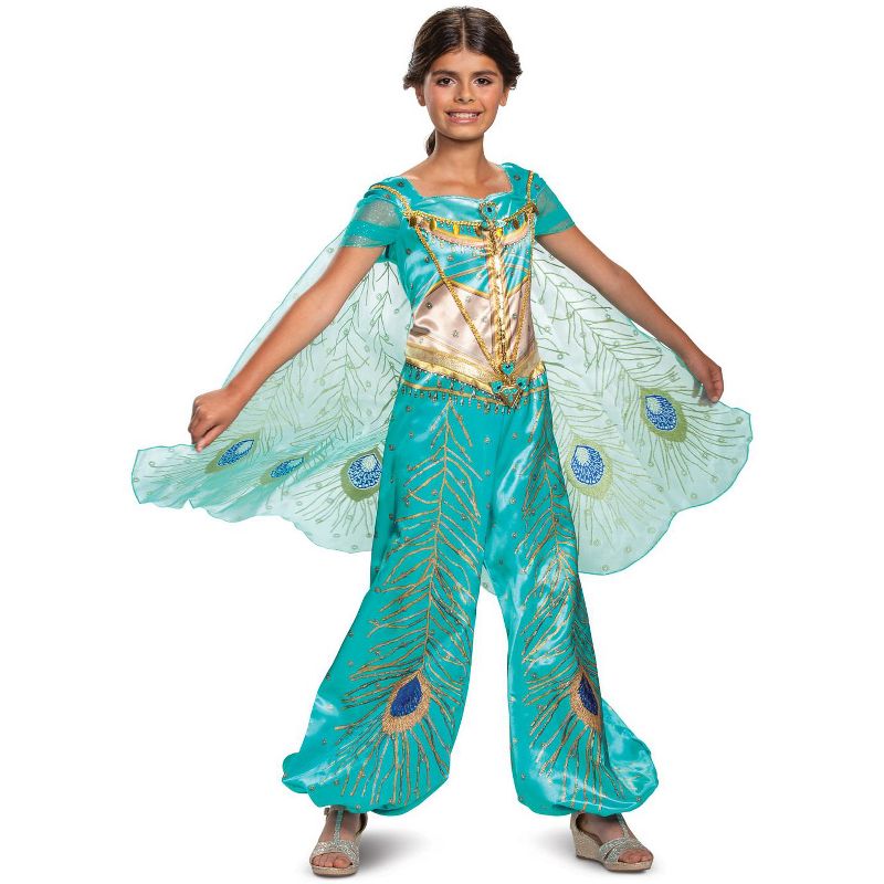 Aladdin Jasmine Teal Deluxe Child Costume, Small (4-6x), 1 of 3