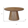 HomeRoots 54" Brown Solid Wood Pedestal Base Round Top Dining Table - 3 of 4
