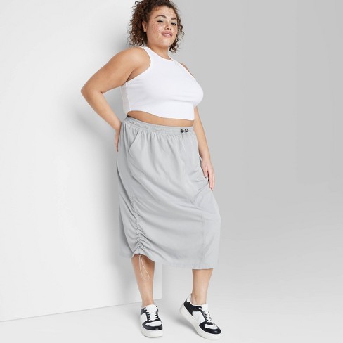 Women\'s Utility Midi Skirt - Wild Fable™️ Light Gray Xxl : Target