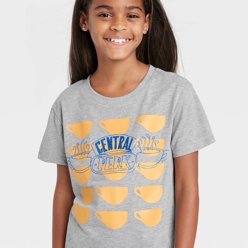 Girls' Friends Central Perk Short Sleeve Graphic T-Shirt - Heather Gray, 2 of 4