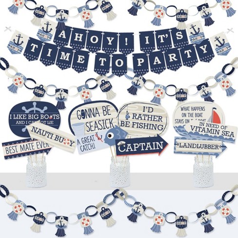 Big Dot Of Happiness Ahoy - Nautical - Banner And Photo Booth Decorations - Baby  Shower Or Birthday Party Supplies Kit - Doterrific Bundle : Target