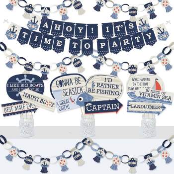 Big Dot of Happiness Ahoy - Nautical - Banner and Photo Booth Decorations - Baby Shower or Birthday Party Supplies Kit - Doterrific Bundle