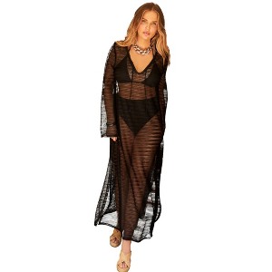 Swimsuits for All Women's Lightweight Crochet V-Neck Dress Cover Up (Plus Sizes Available) - 1 of 4