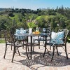 Christopher Knight Home Alfresco Outdoor Aluminum 5 Piece Dining Set with Lattice Design and Umbrella Hole, Bronze - 2 of 4
