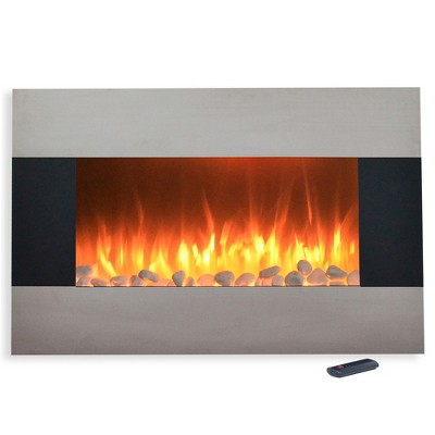 Hastings Home 36" Stainless Steel Electric Fireplace