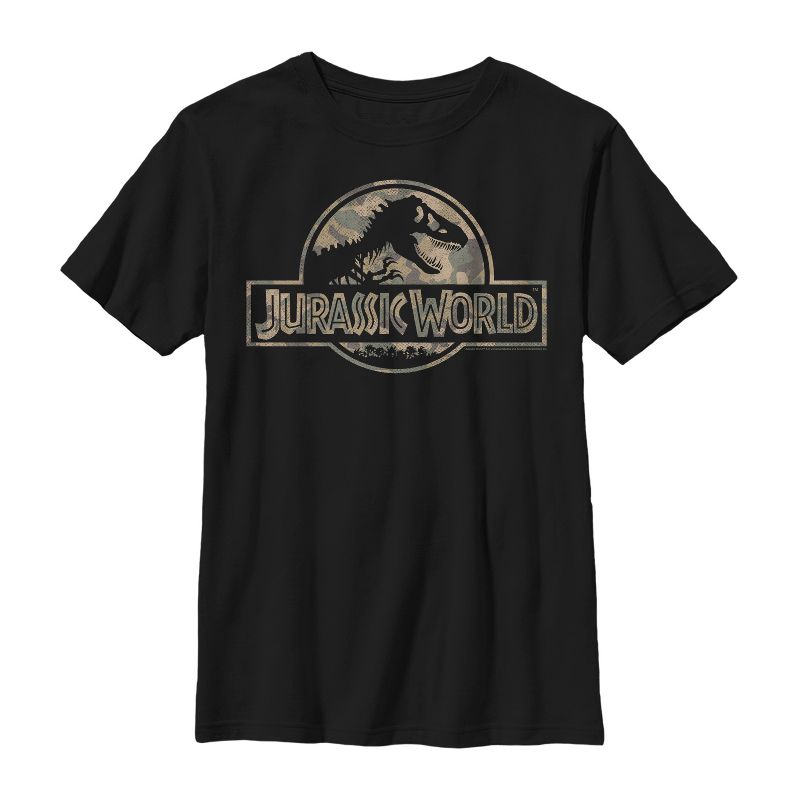 Boy's Jurassic World Camouflage Print Logo T-Shirt, 1 of 5